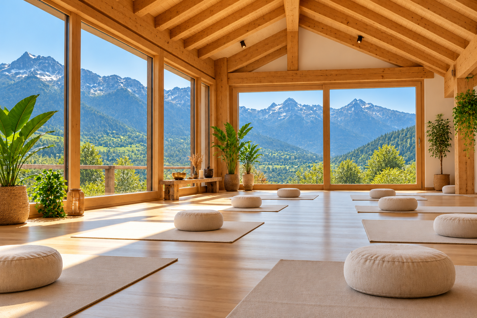 Warm alpine studio with mountain views